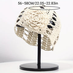 Flower Hollow Crochet Beanie Knit Hat Women Cloche Hats Skull Cap