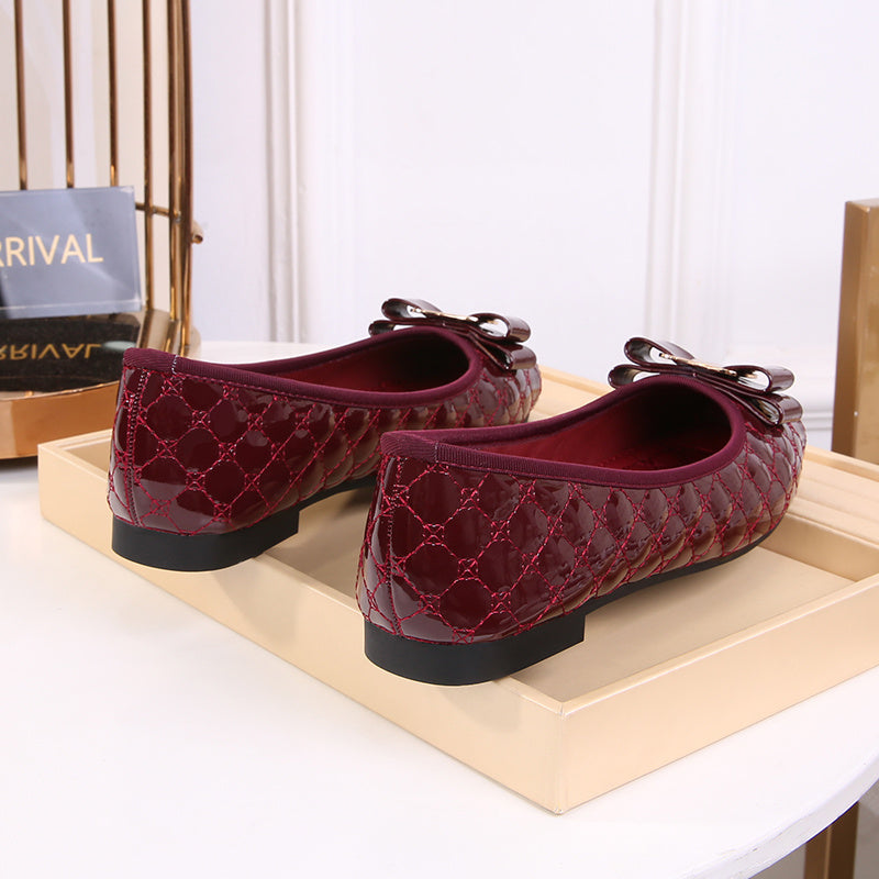 Quilted Slip On Flats Square Toe Loafers