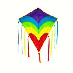 Rainbow Diamond Kite with Long Tails D handle 30m Flying Strings