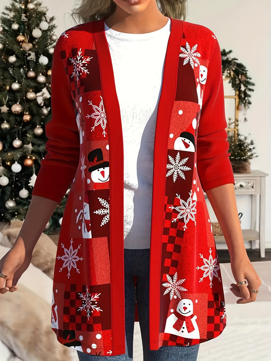  Christmas Casual Cardigan Women's Plus Graphic Print