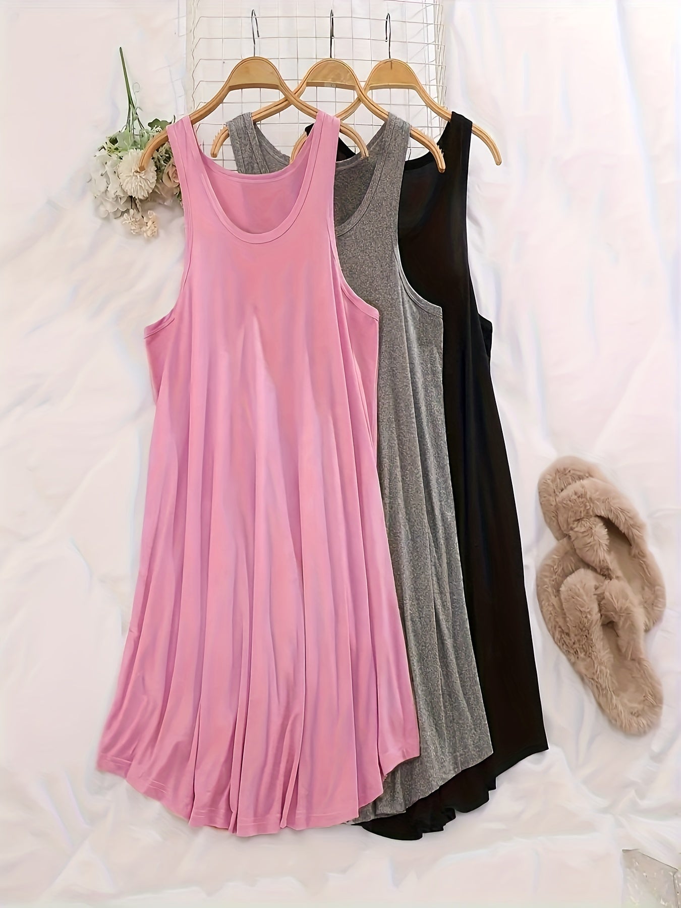 3 Pack Plus Size Basic Sleep Dress Set Women's Plus
