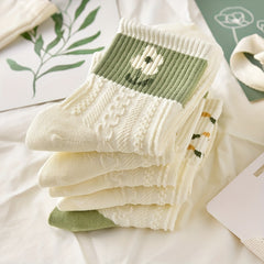 5 Pairs Cartoon Print Socks Comfy & Mid Tube Women's Stockings