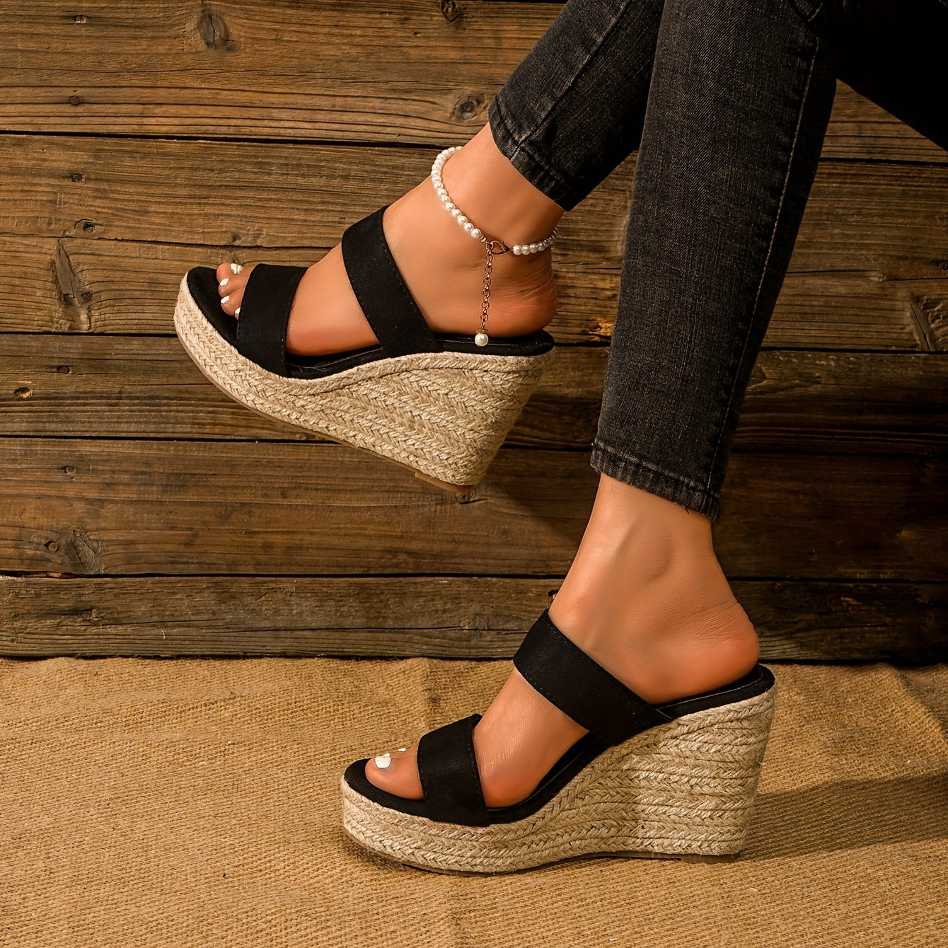Women's Espadrille Wedge Sandals Open Toe Platform Heels