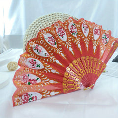 Flower Pattern Folding Fan Stage Performance Props