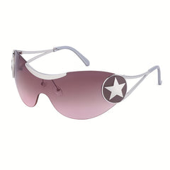 Y2K Rimless Sunglasses Gradient Lens Star Decor UV400