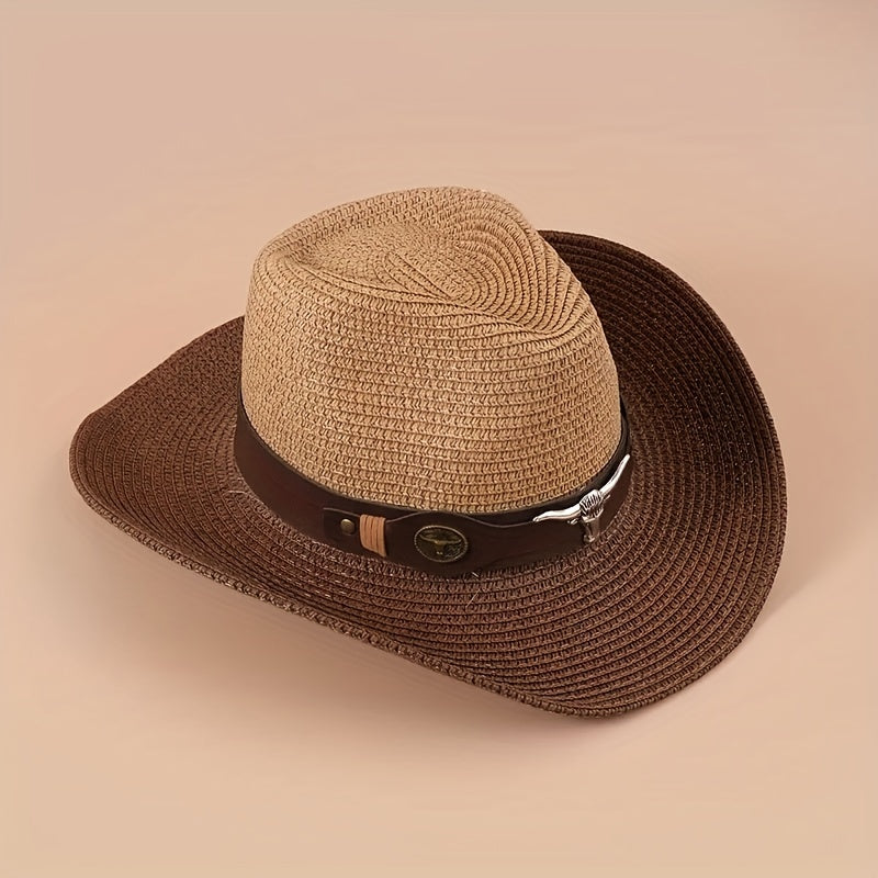Cattel Head Western Cowboy Hat With Big Cow Head Leather Belt Gift For Men