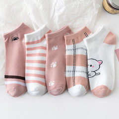 5 Pairs Striped Boat Socks for Men & Women