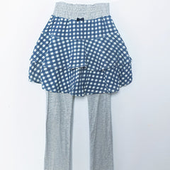 Girls' 2 In 1 Skort Legging Pants Plaid Skirt Breathable Thin