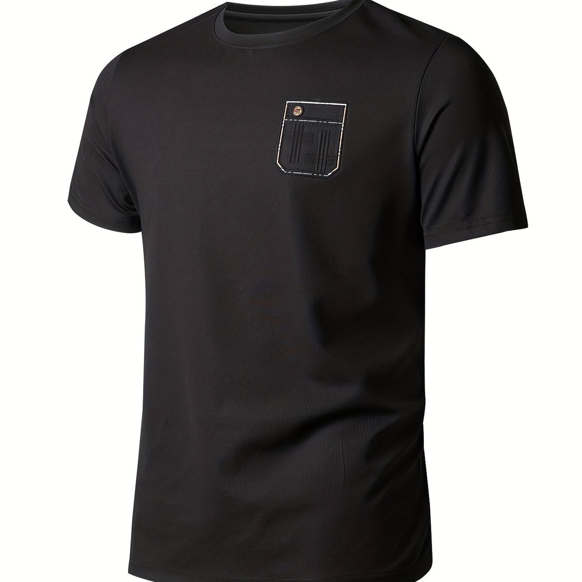 Men's Solid Short Sleeve Crew Neck T-Shirt with Chest Pocket - Fishing