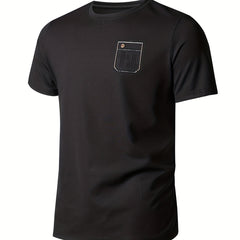 Men's Solid Short Sleeve Crew Neck T-Shirt with Chest Pocket - Fishing