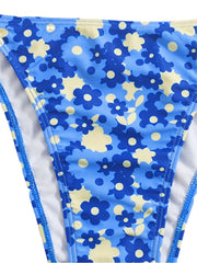  Ditsy Floral Halter Neck Bikini Set Women's High Stretch Swimsuit