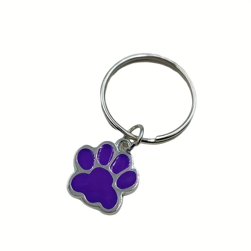 Cartoon Cat Dog Paw Enamel Keychain Animal Key Ring Purse Bag Charm