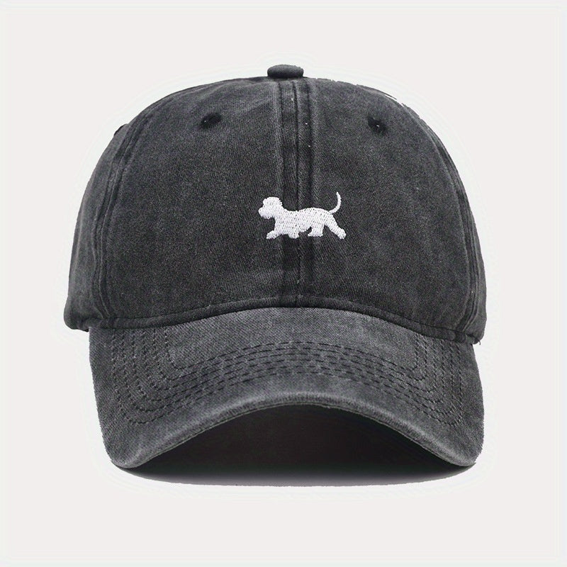 Puppy Embroidery Baseball Cap Cartoon Dog Washed Distressed Dad Hats
