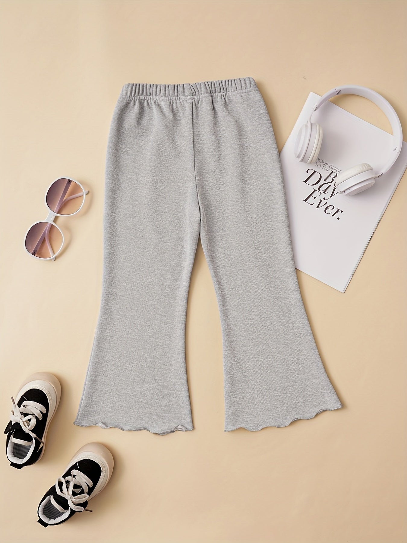 Girls Smile & Face Print Flared Trousers