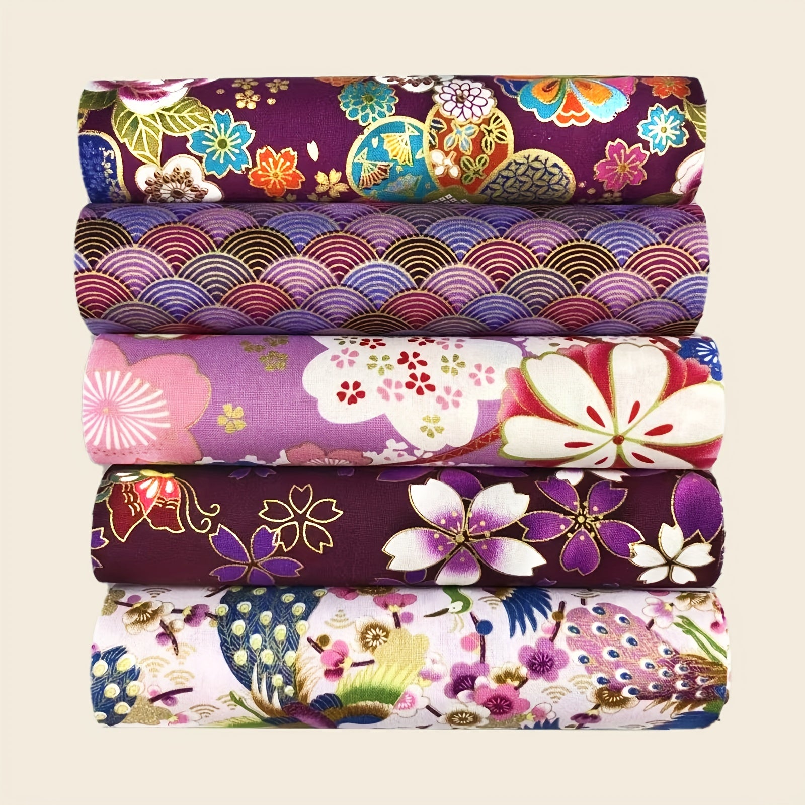 5pcs 19 81 24 Japanese Purple Fabric Quilted Patterns DIY Sewing Patch