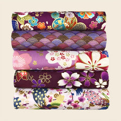 5pcs Japanese Style Purple Patches Cotton Quilting Fabric 9.8in