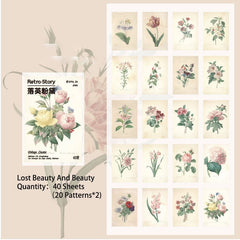 40 Sheets Mini Vintage Scrapbook Paper Stationery Material for DIY Journaling