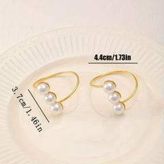 Golden Pearl Napkin Ring Solid Cast Iron Polished Metal Rings Carved Hollow