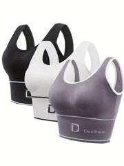 3 Pack Wireless Shockproof Sports Bra - Full Coverage High Performance