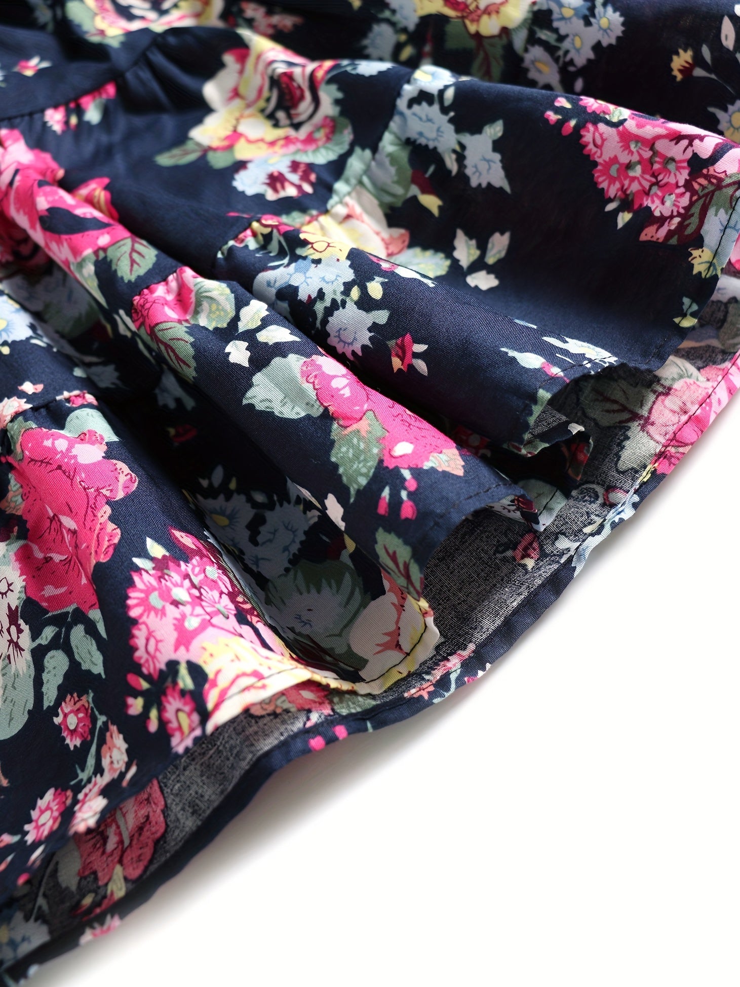 Girl's Collared Floral Tunic Dress For Party Going Out