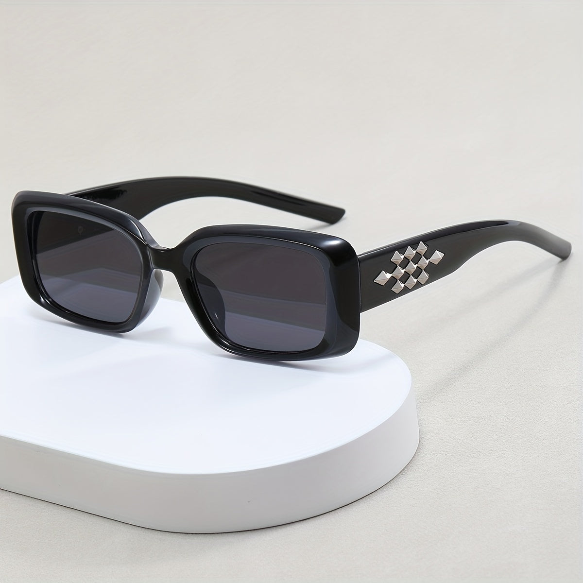 Y2K Rectangle Frame Sunglasses Metal Star Decor UV400