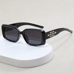 Y2K Rectangle Frame Sunglasses Metal Star Decor UV400