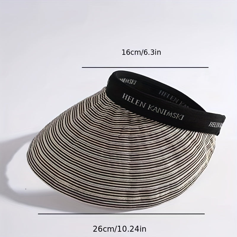 Striped Ponytail Visor Hat Foldable Headband Casual Sun Hats