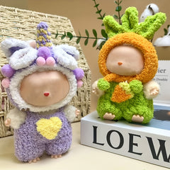 Labubu & Carrots Green & Orange Bunny Ears Matching Outfits for Dolls