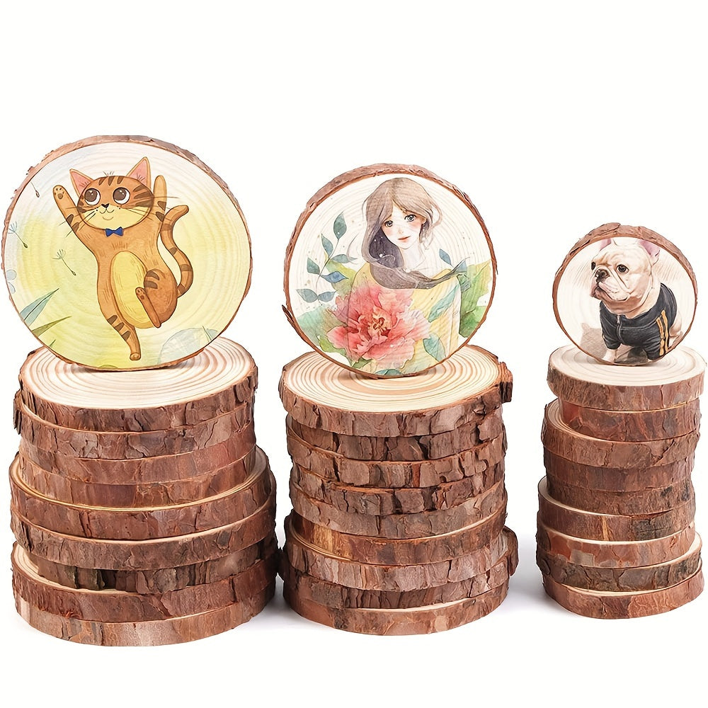 4pcs Natural Wooden Slices Round Wood Circles Tree Slices for DIY Crafts