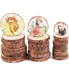 4pcs Natural Wooden Slices Round Wood Circles Tree Slices for DIY Crafts