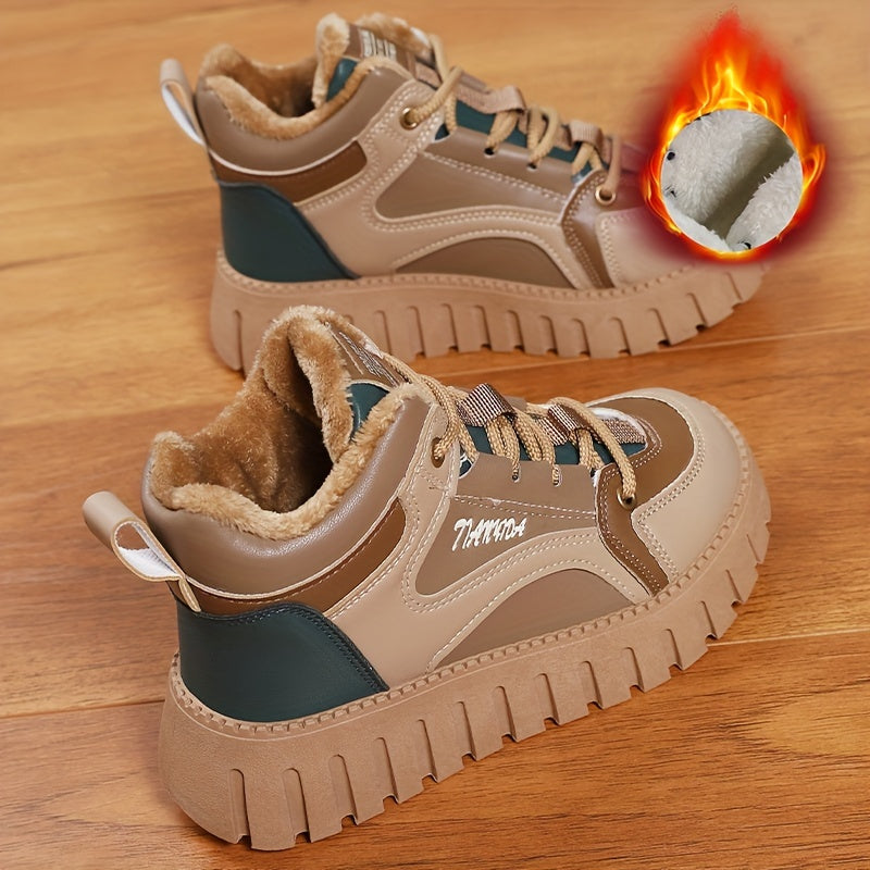 Women's Plush Winter High Top Board Shoes Height Increased Sneakers