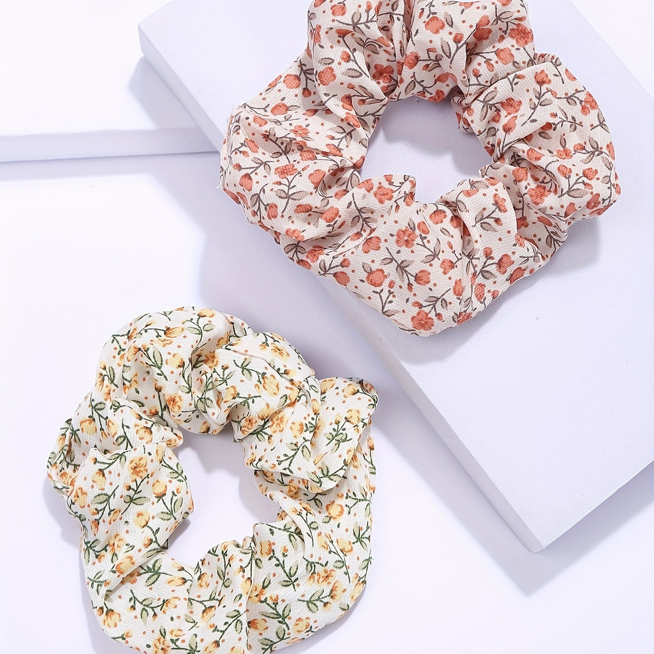 8pcs Floral Large Scrunchie Hair Rope Retro Flower Hair Accessories