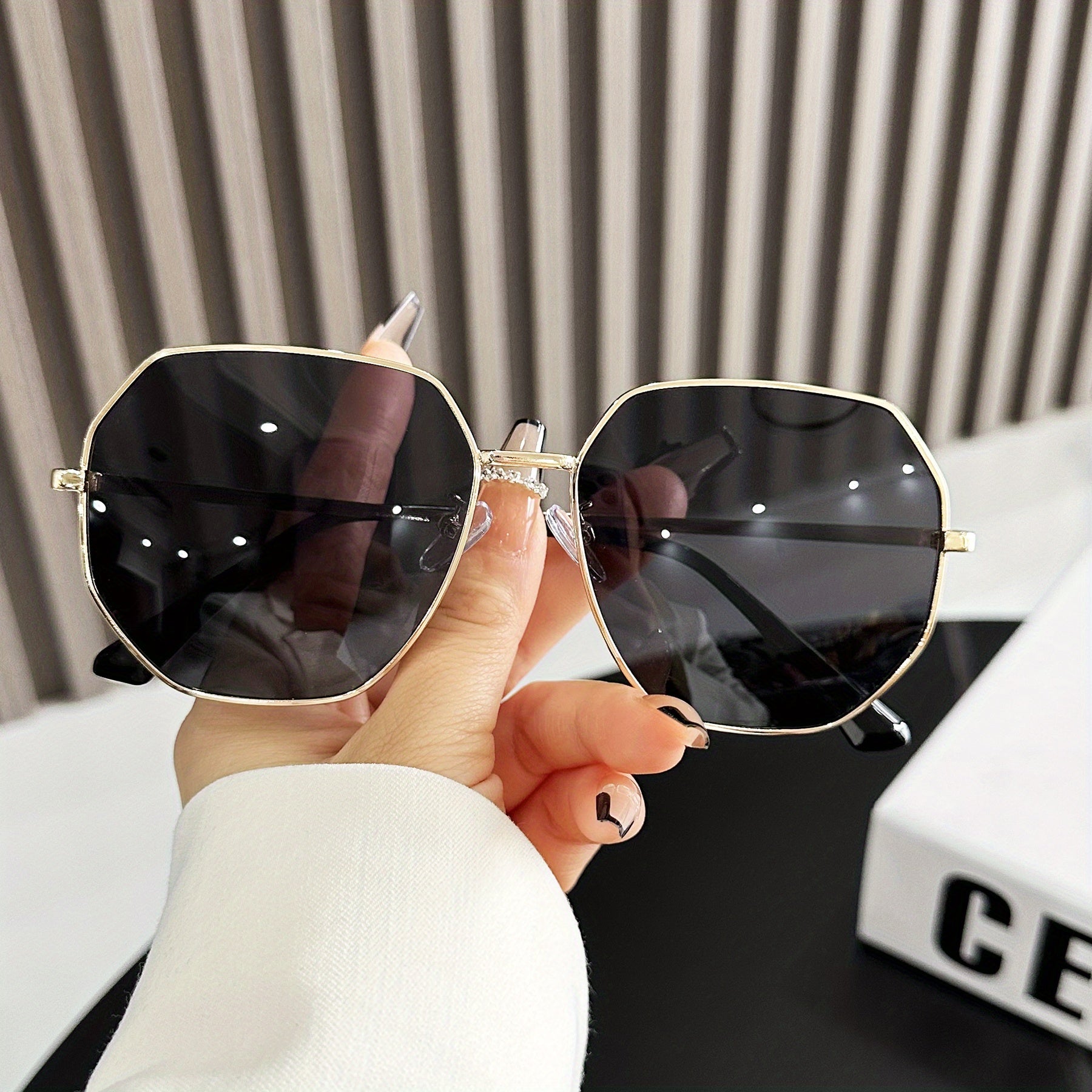 Large Polygon Sunglasses UV400 Anti Glare Sun Shades Driving Travel