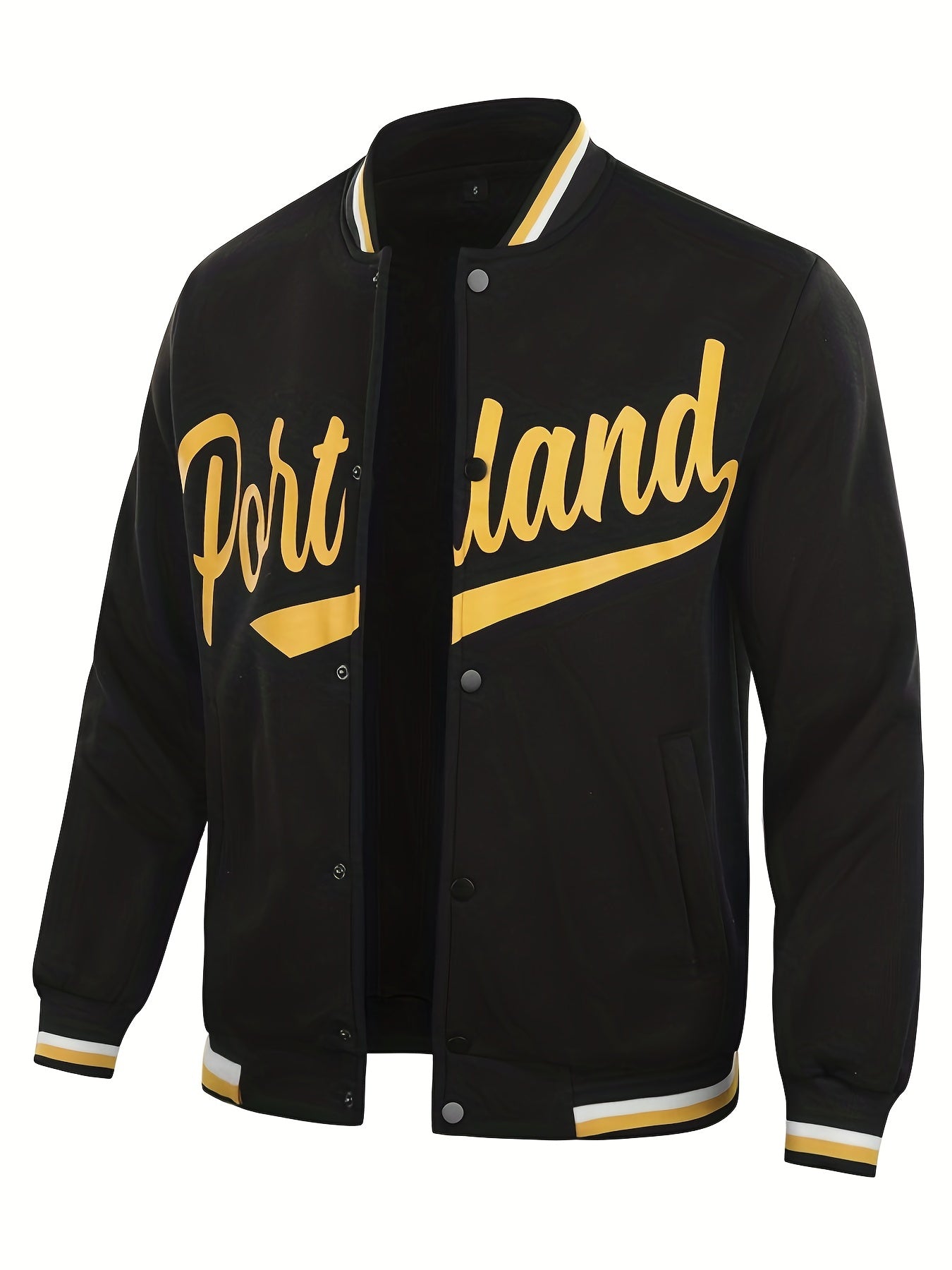 Spring Knit Block Baseball Jacket Men's Casual Snap Button Jackets