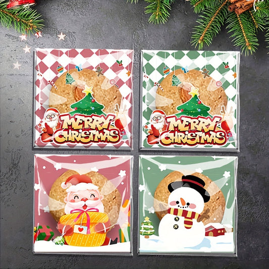 100pcs Christmas Tree Snowflake Candy Gift Packaging Bag