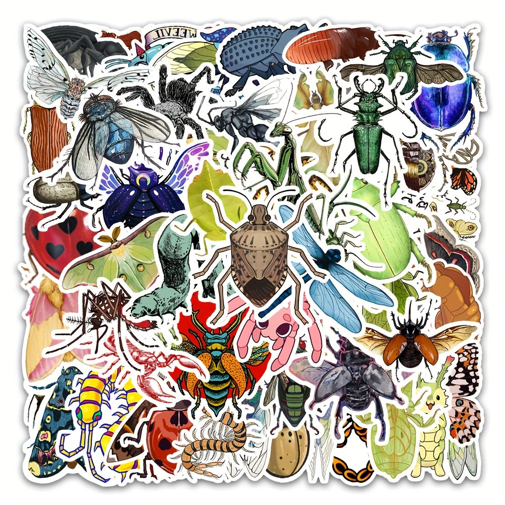 54pcs Insect Waterproof Stickers for Mobile Phone Laptop Guitar Helmet