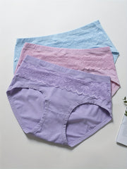 3 Pack Plus Size Lace High Waist Panties Set