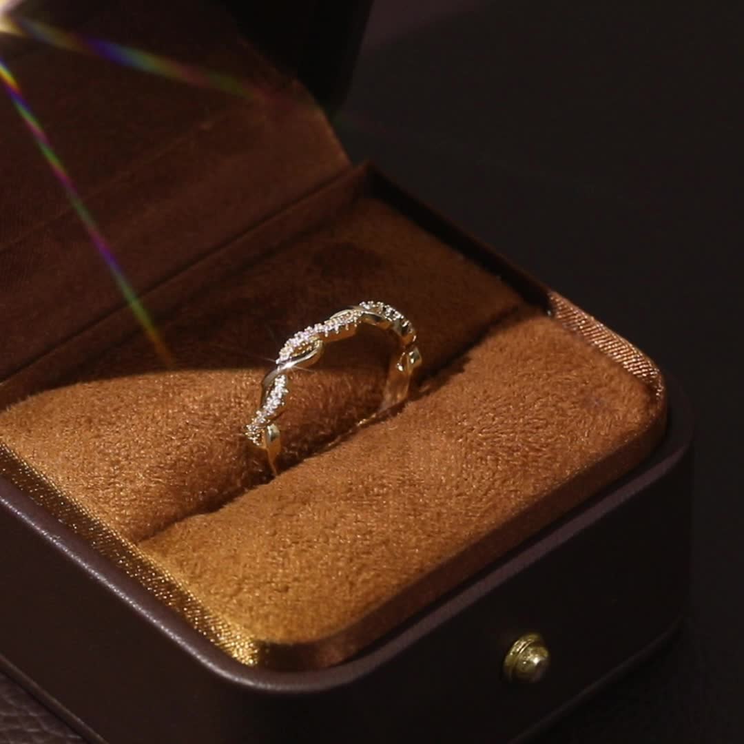18K Plated Zircon Ring Adjustable Finger Size Jewelry For Men/Women