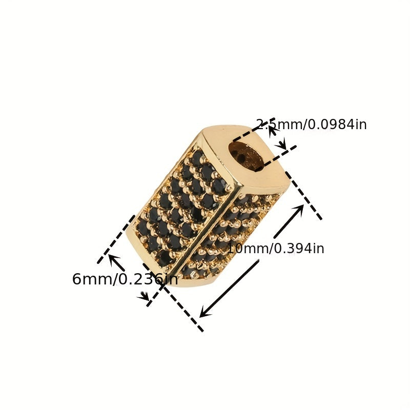 Brass CZ Tube Bead Bracelet Pendant Micro Inlaid Gasket DIY Jewelry