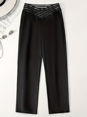 Women's Plus Solid Mesh High Rise Stretch Straight Leg Trousers