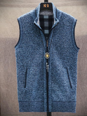 Vintage Style Stand Collar Zip Up Cardigan Vest