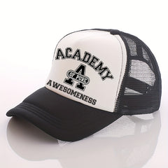 Summer Multicolor Hat Funny ACADEMY AWESOMENESS Letter Print Men's Peaked Cap