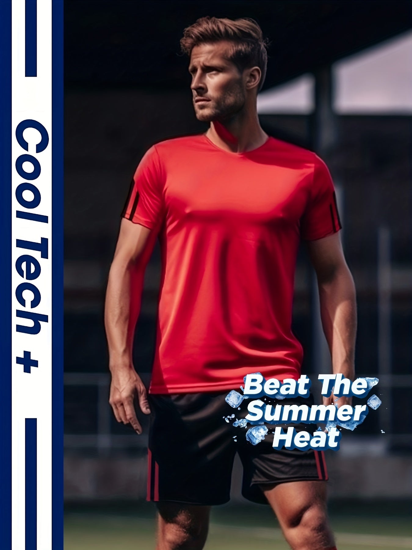 Men's Breathable Striped Top & Casual Stretch Shorts Set for Sports