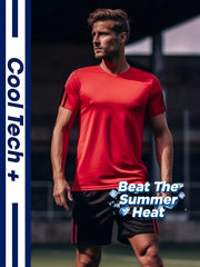 Men's Breathable Striped Top & Casual Stretch Shorts Set for Sports