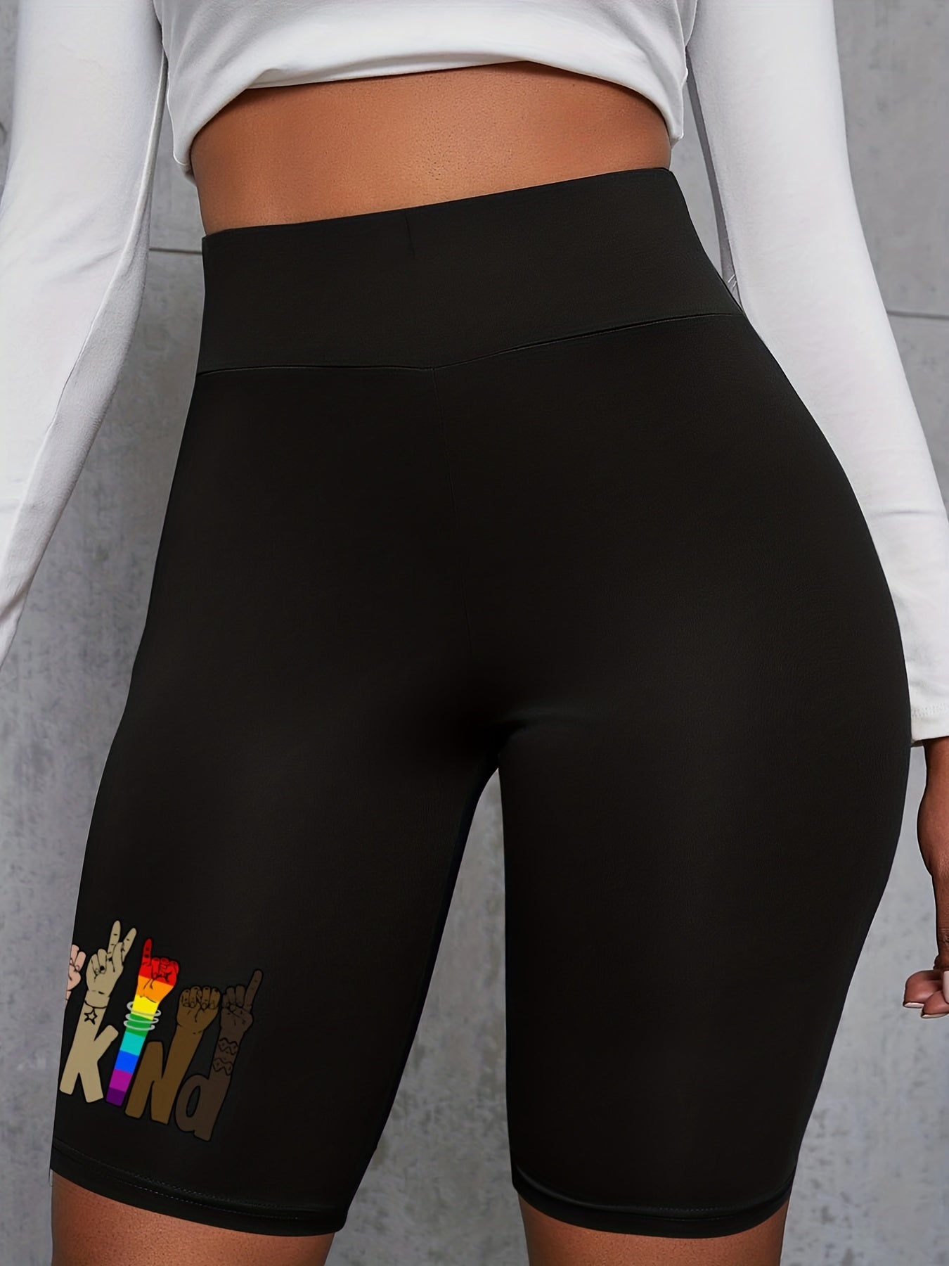 Women's Plus Graphic High Rise Fitness Shorts