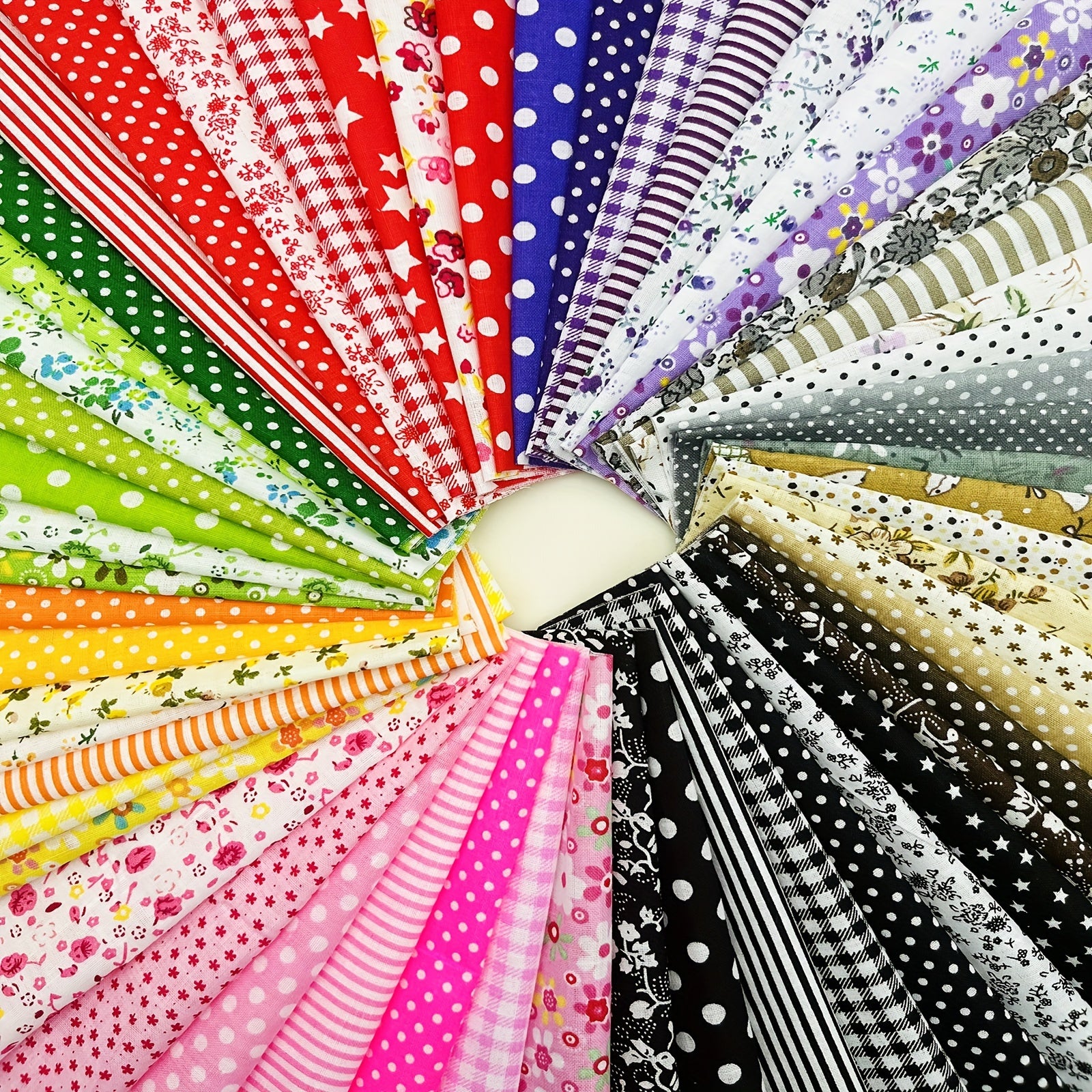 56pcs Fabric Patchwork Cotton Mixed Squares Bundle Sewing Quilting Craft