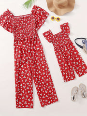 Summer Floral Ruffle Sleeve Baby Girl's Jumpsuit & Woman's Bodysuit