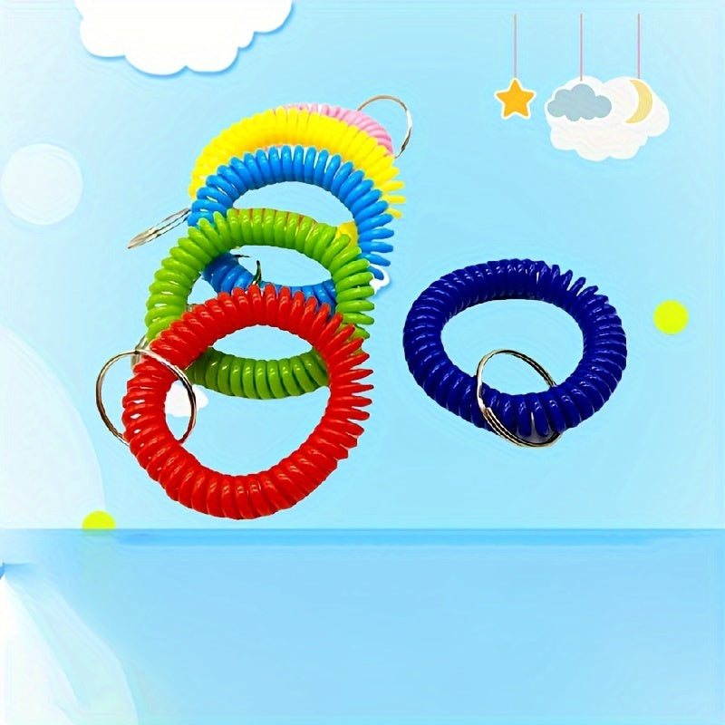 6pcs Retractable Keychain Keyring Wristband Spring Rope