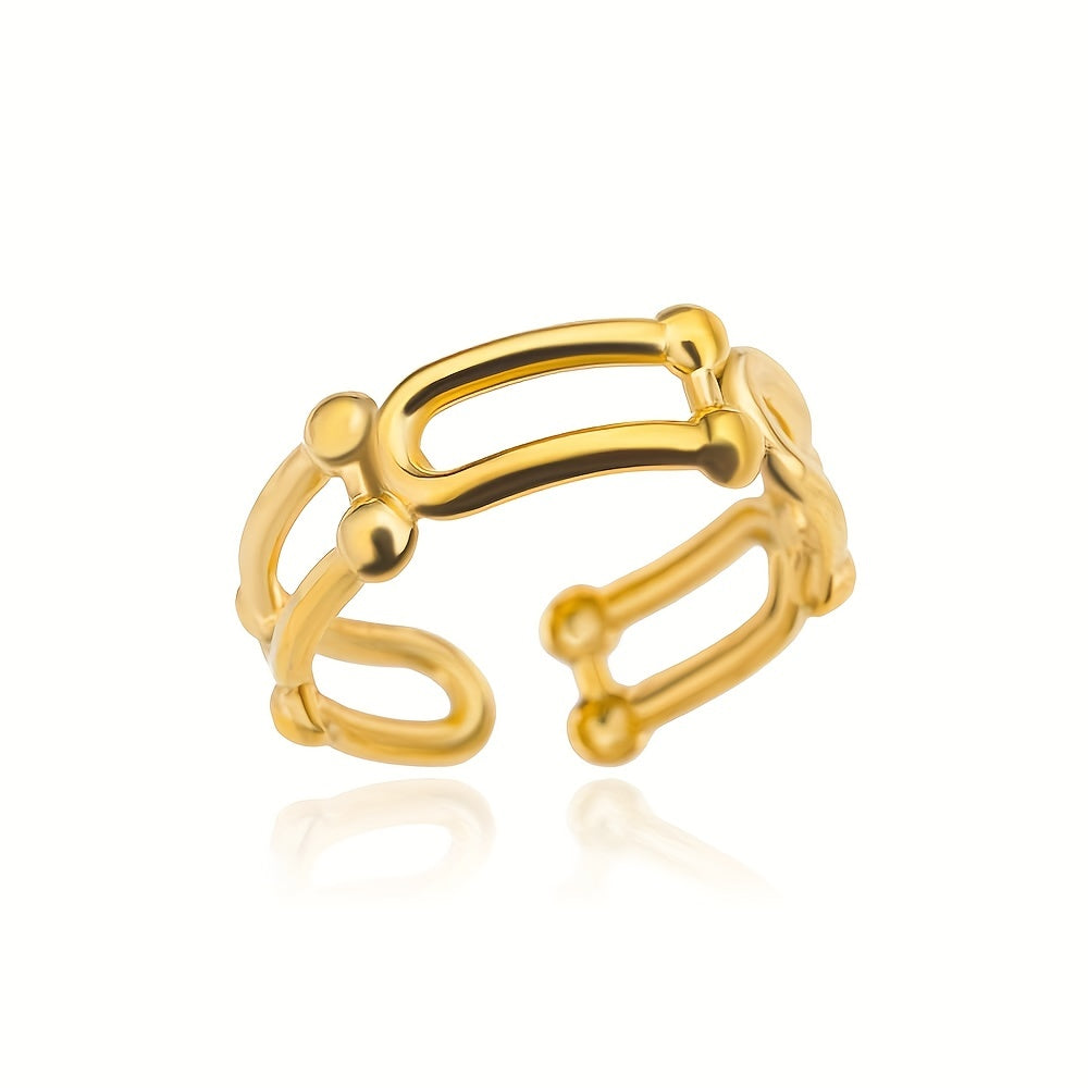 Normcore U To U Golden Cuff Ring 18k Plated Stainless Steel