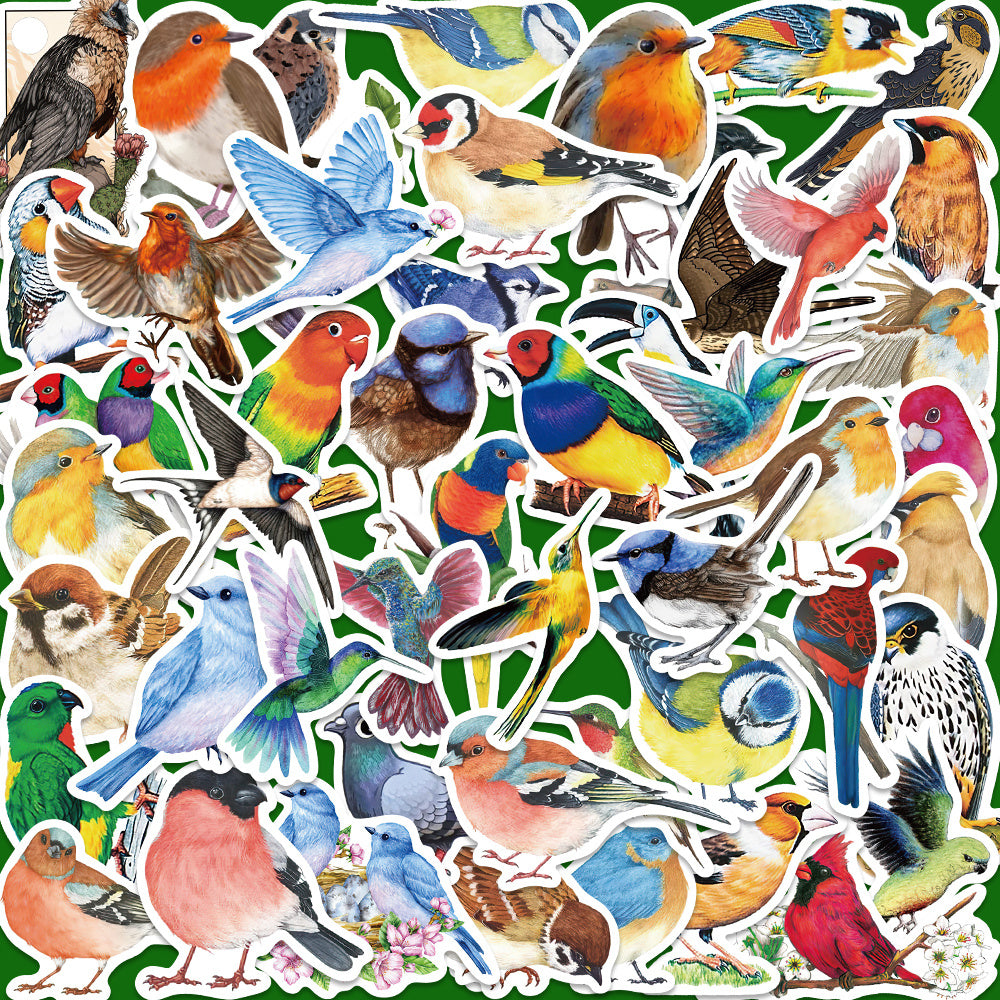 50 Colorful Bird Stickers Scrapbook Laptop Luggage Gift Stickers